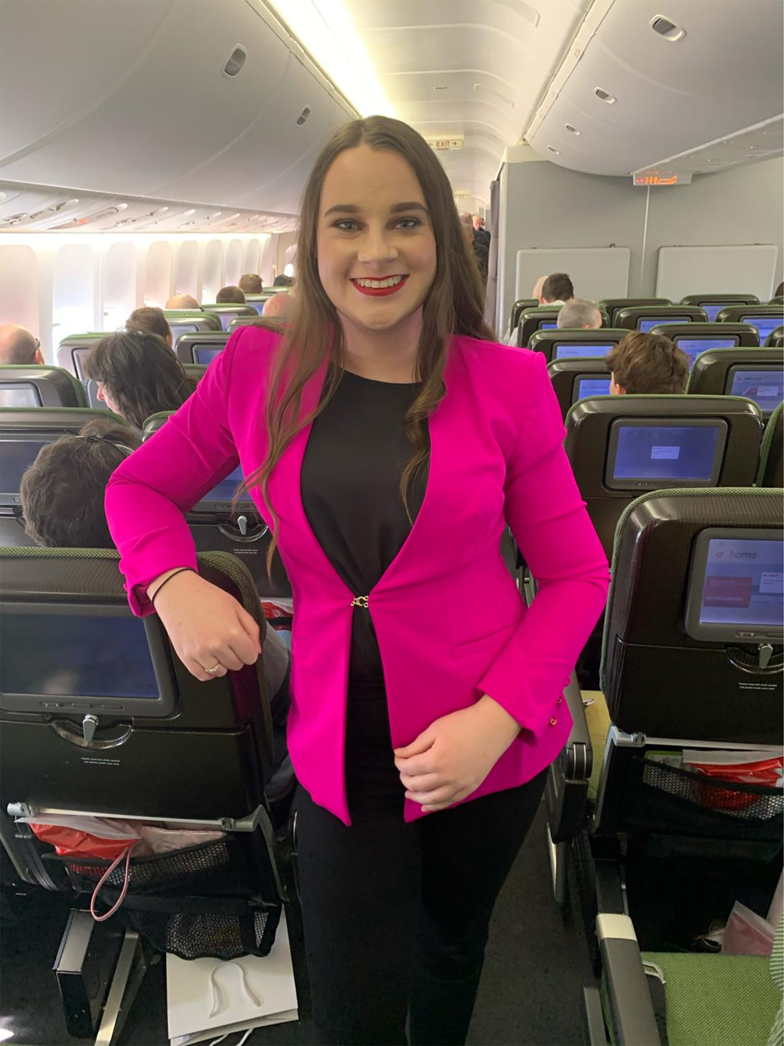 Amanda Martin on board the Qantas Longreach on its final flight from BNE