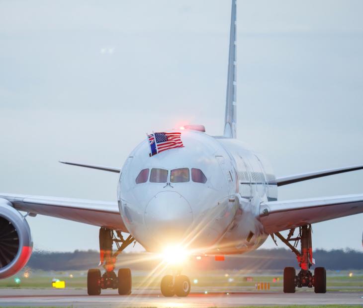 American Airlines plane at BNE with American and Australian flag American Airlines plane at BNE with American and Australian flag